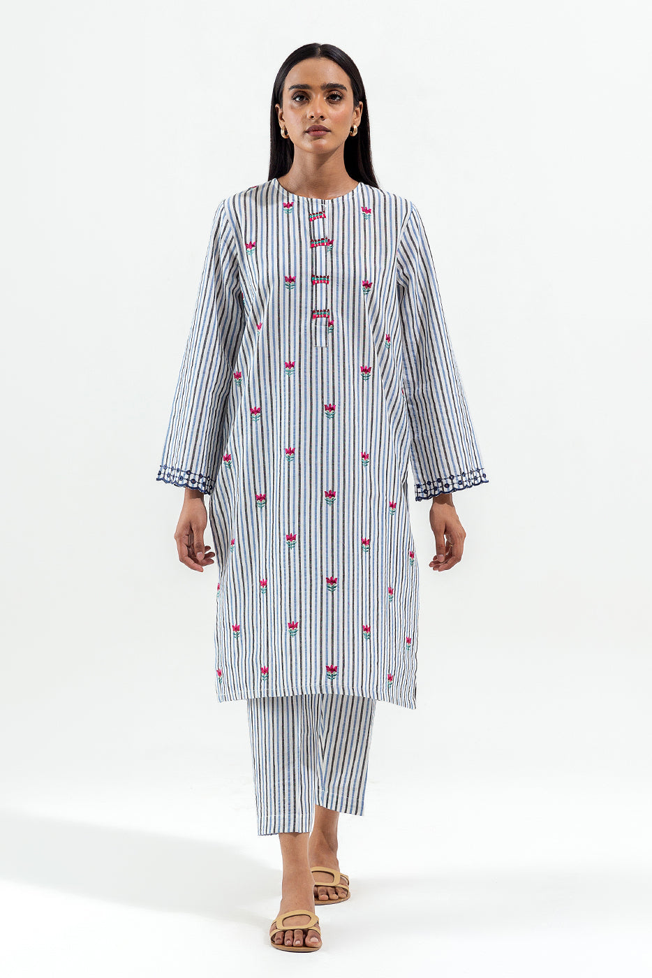 2 Piece Embroidered Yarn Dyed Suit (Pret)