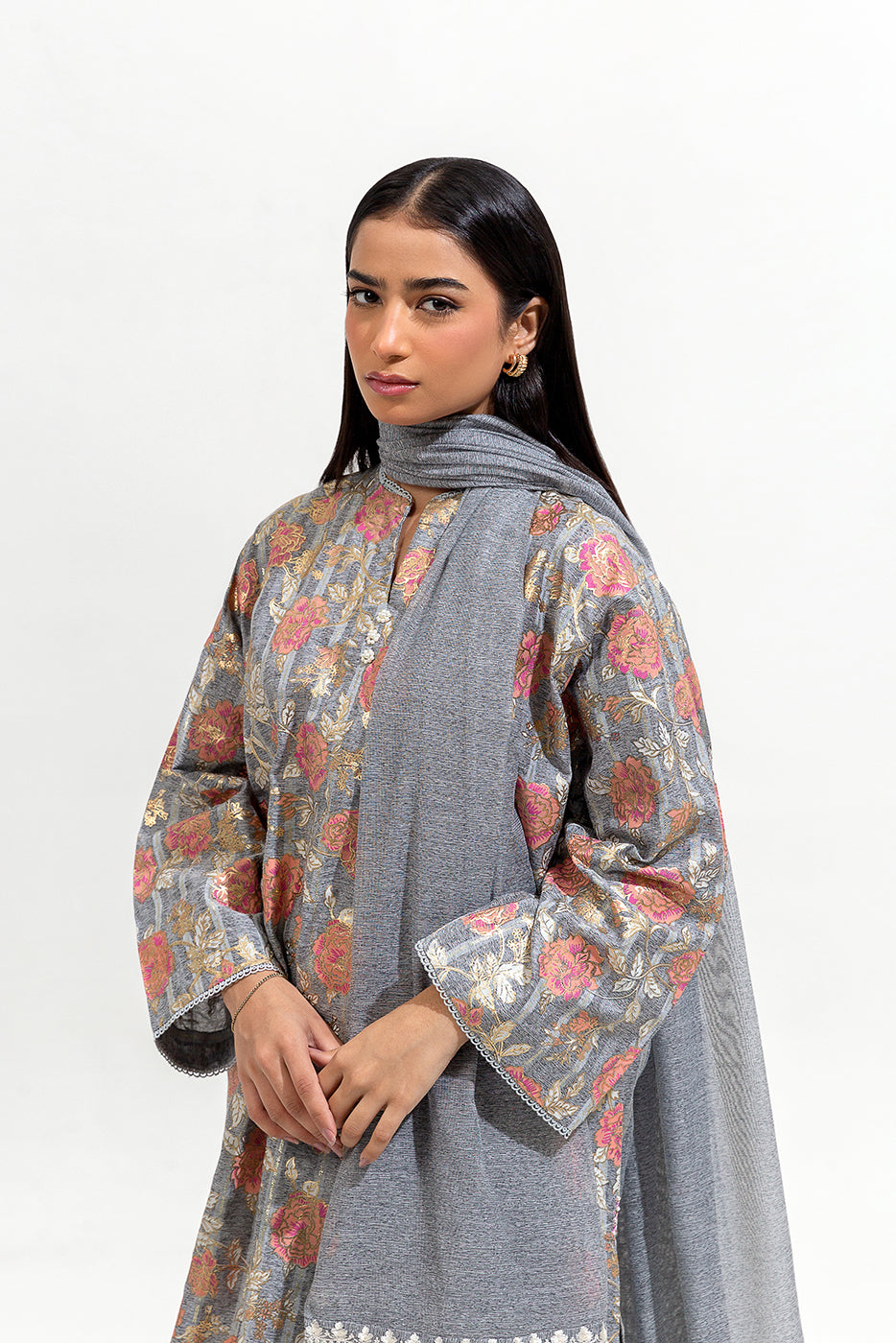 3 Piece Printed Jacquard Suit (Luxury-Pret)
