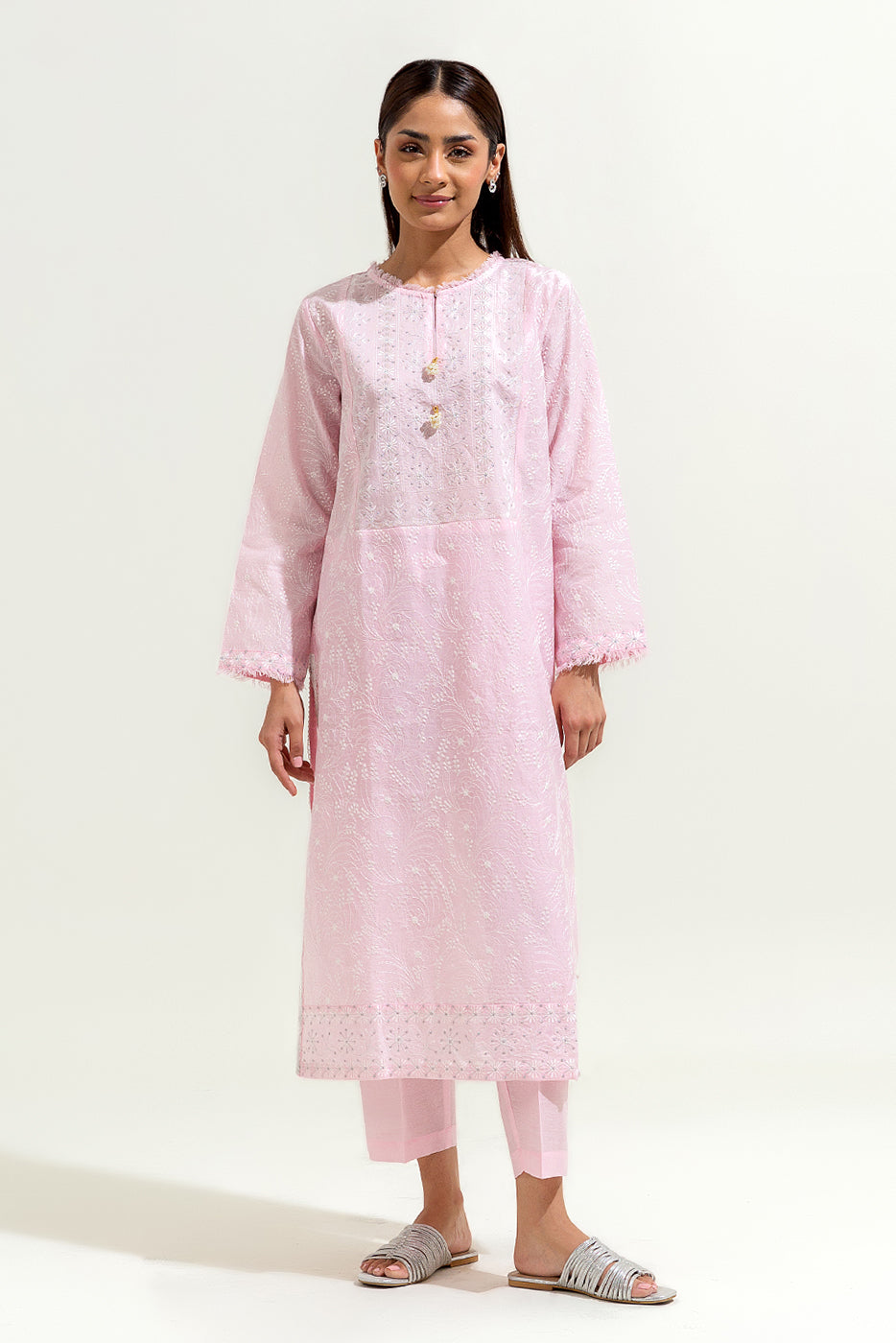 2 Piece Embroidered Slub Suit (Luxury-Pret)