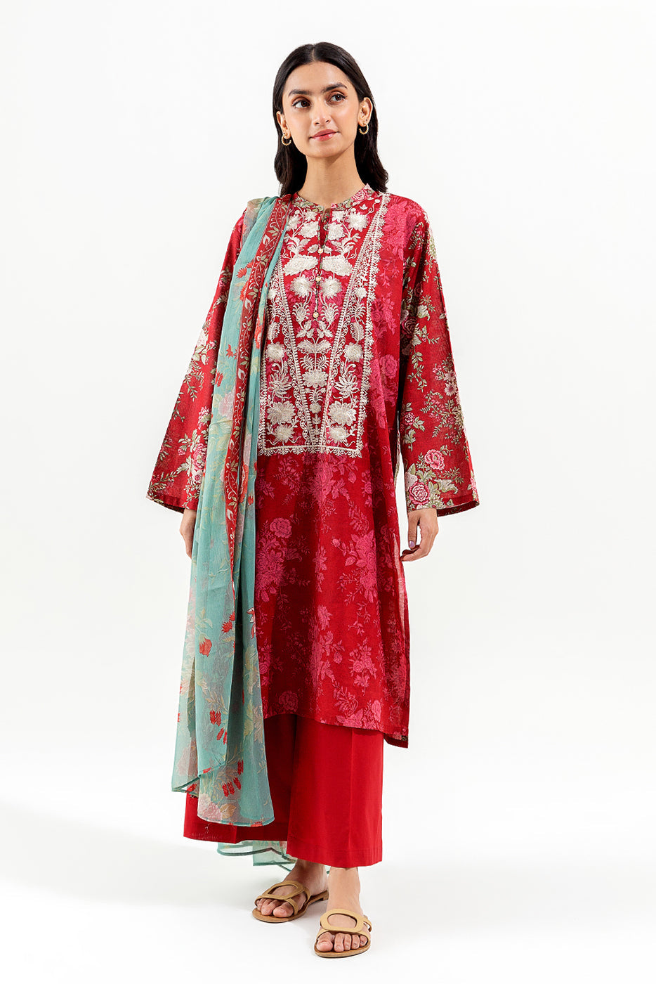 3 Piece Embroidered Lawn Suit (Pret)