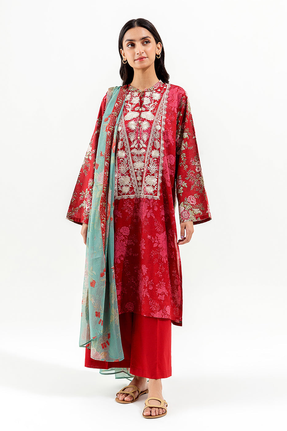 3 Piece Embroidered Lawn Suit (Pret)