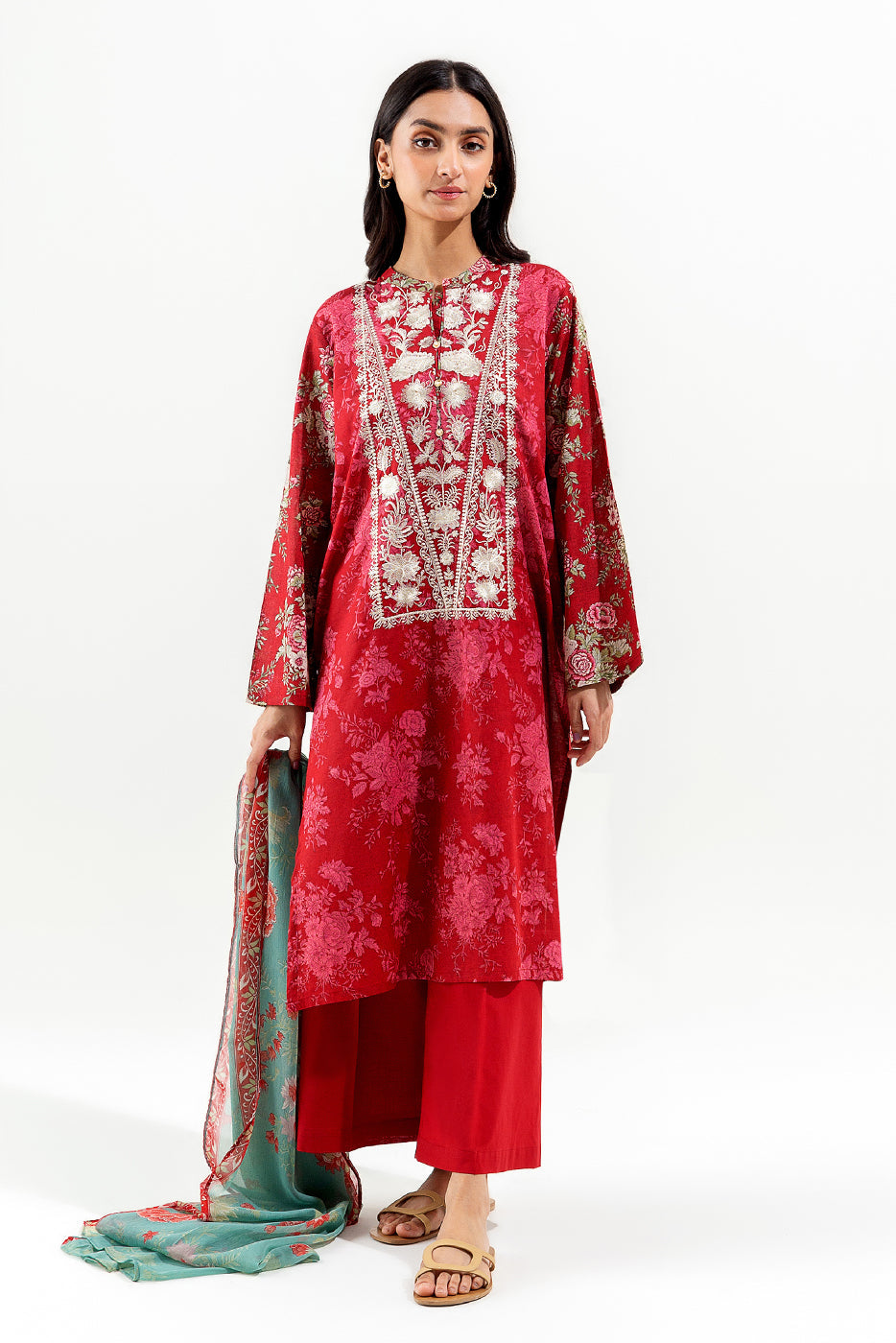 3 Piece Embroidered Lawn Suit (Pret)