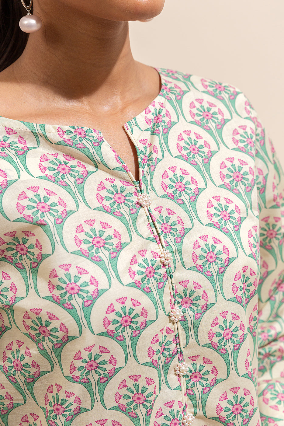 2 Piece Printed Lawn Suit-White Foliate (Unstitched)