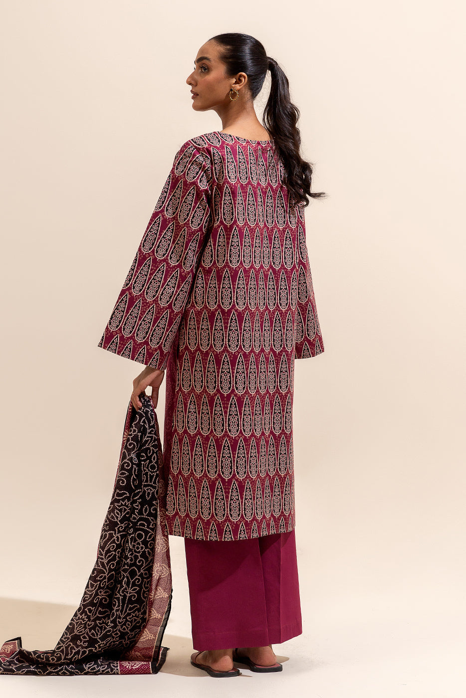 3 Piece Embroidered Lawn Suit-Mulberry Tribe (Unstitched)