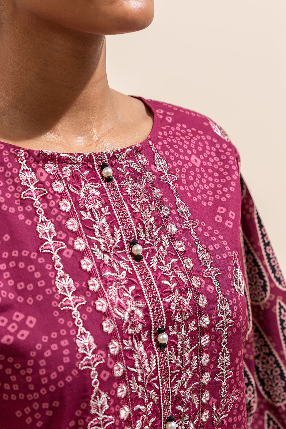 3 Piece Embroidered Lawn Suit-Mulberry Tribe (Unstitched)