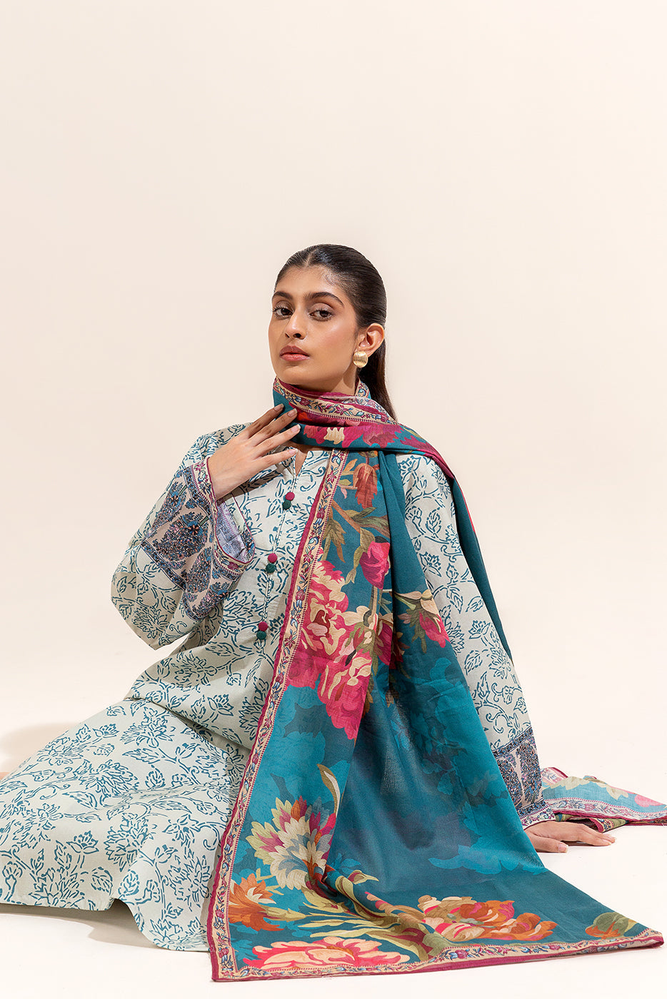 3 Piece Printed Lawn Suit-Pearl Glaze (Unstitched)