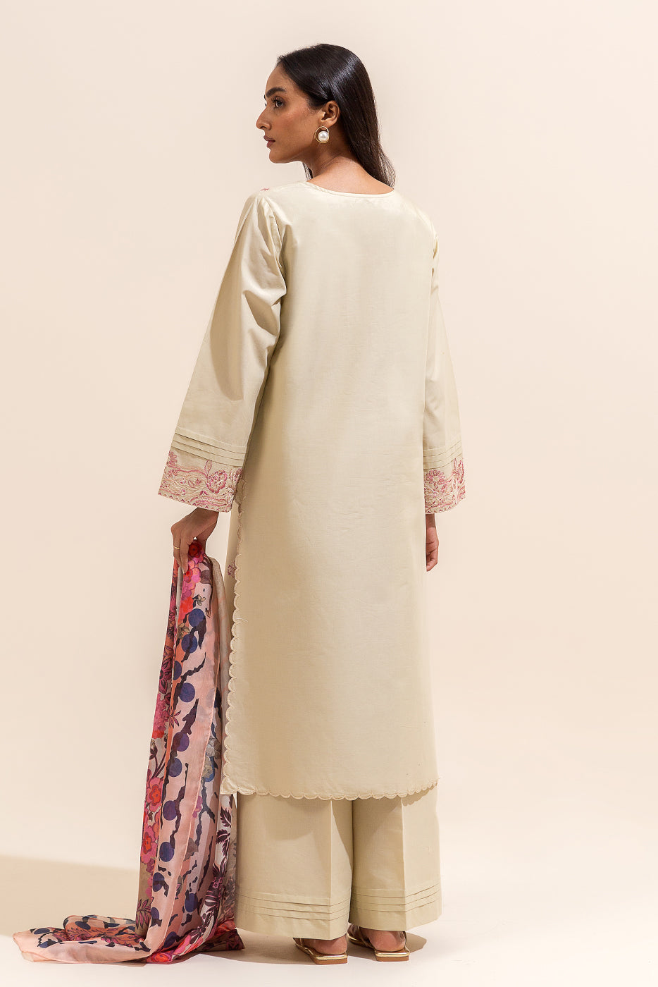 3 Piece Embroidered Lawn Suit-Rustic Crepe (Unstitched)