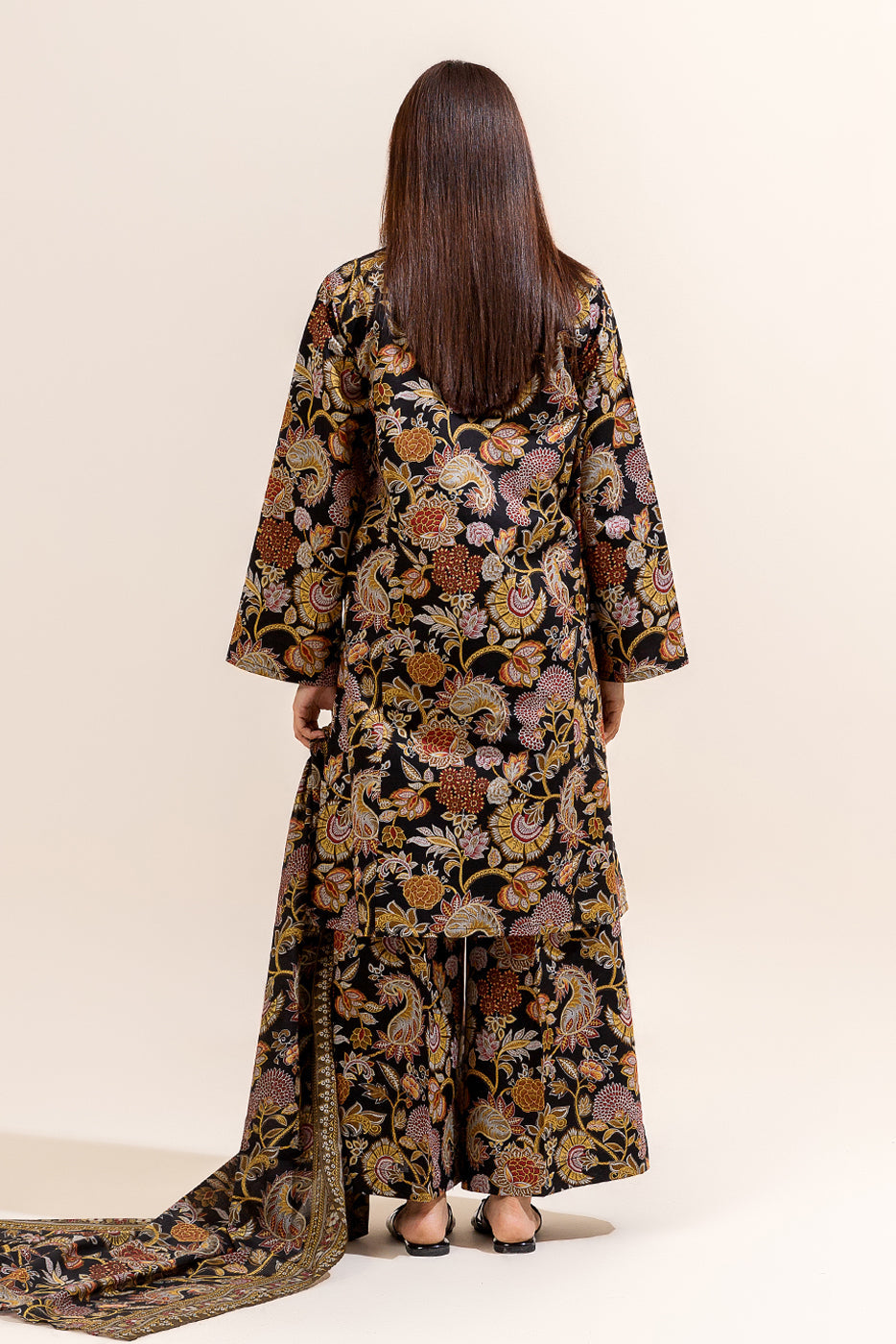3 Piece Printed Lawn Suit-Ethnic Ink (Unstitched)