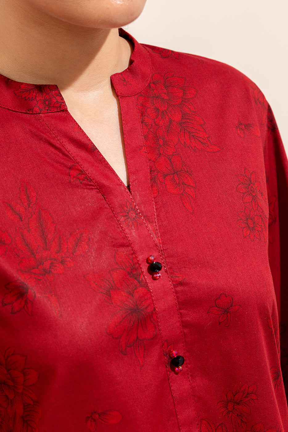 3 Piece Printed Lawn Suit-Ruby Quartz (Unstitched)