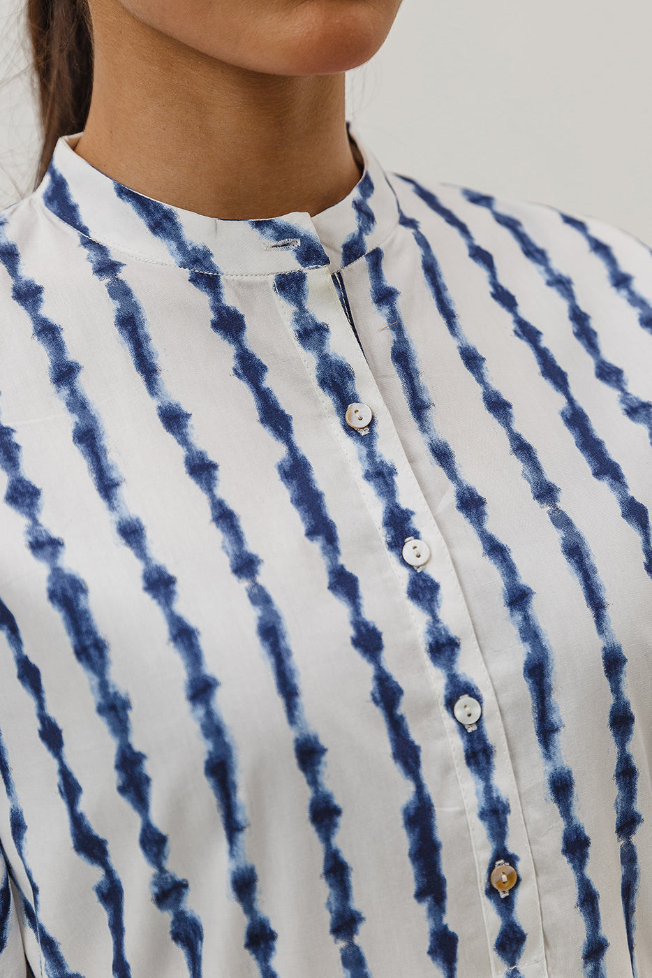 Printed Band Collar Dress