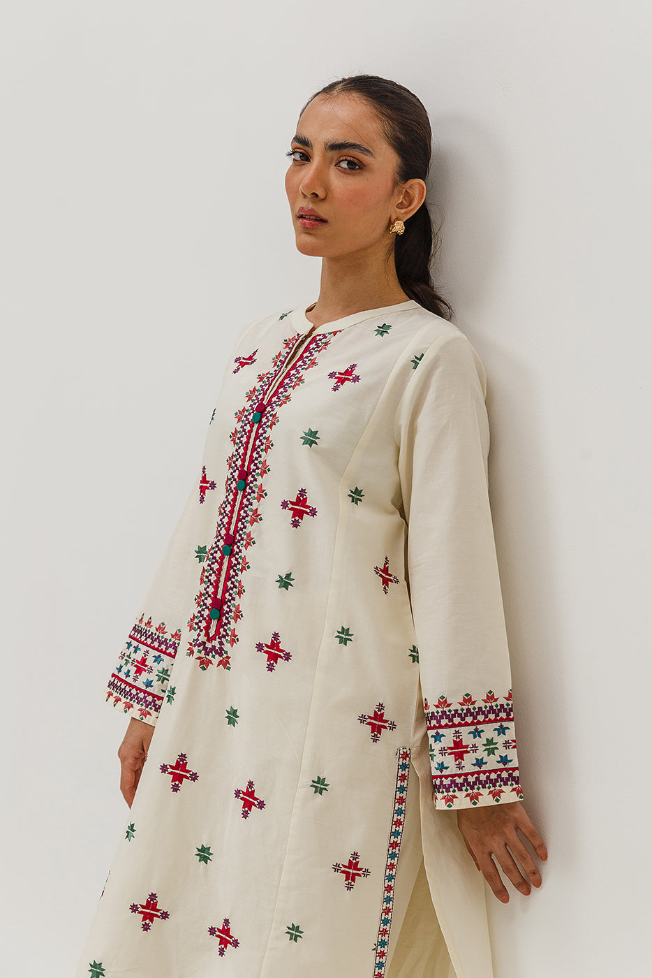 2 Piece Embroidered Cambric Suit (Pret)