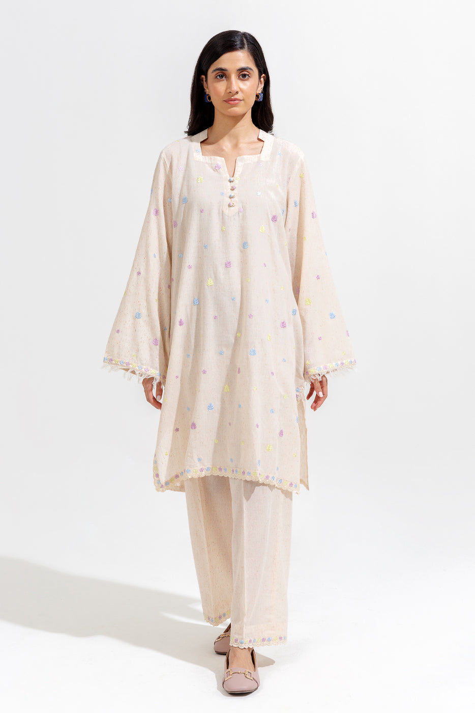 2 Piece Embroidered Multi Naps Suit (Pret)