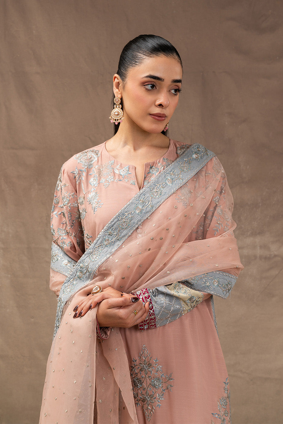 EMBROIDERED RAW SILK SHIRT (LUXURY PRET)