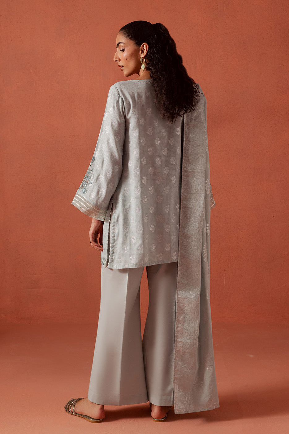 3 PIECE EMBROIDERED LUREX JACQUARAD SUIT-CLOUD AURA (UNSTITCHED)