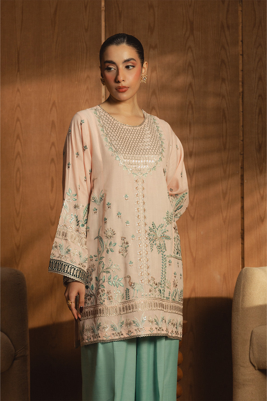 EMBROIDERED RAW SILK SHIRT (LUXURY-PRET)