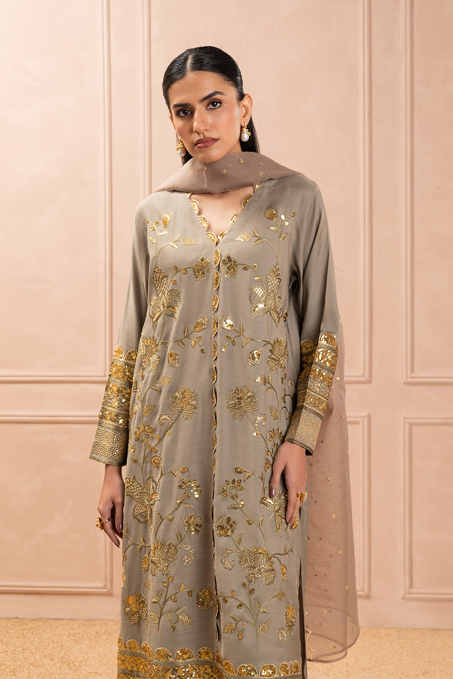 2 PIECE EMBROIDERED RAW SILK SUIT (LUXURY PRET)