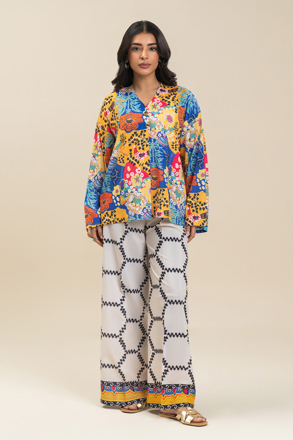 PRINTED POLY TOP (FLOW)