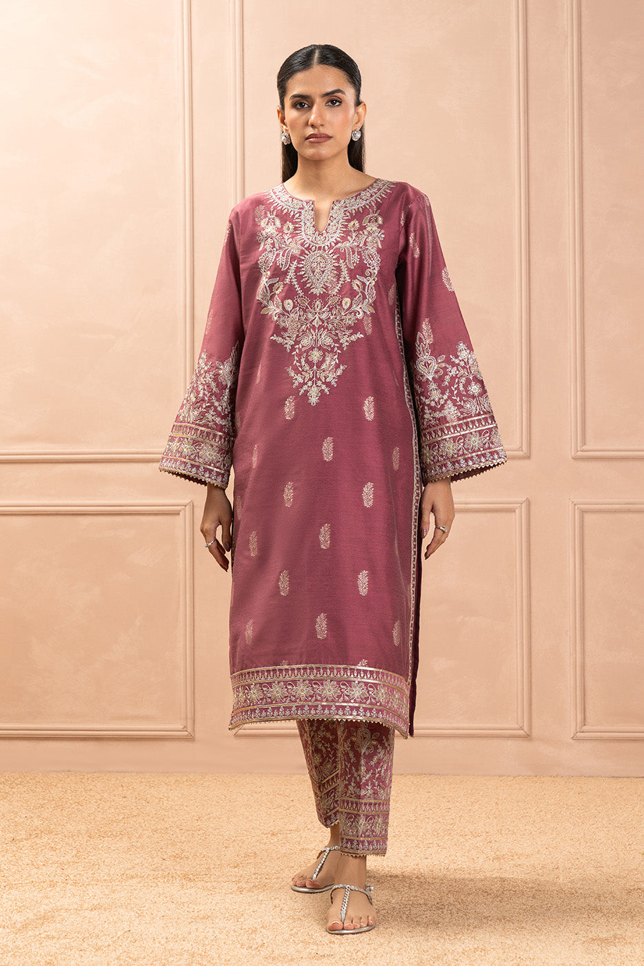 2 PIECE EMBROIDERED ZARI JACQUARD SUIT (LUXURY PRET)