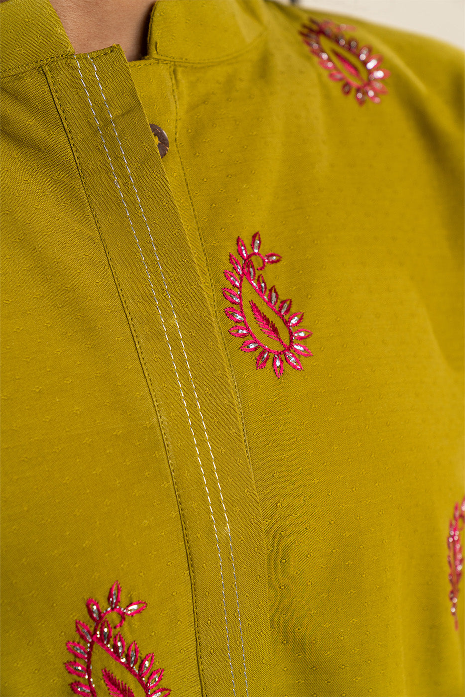 2 Piece Embroidered Dobby Suit (Pret)