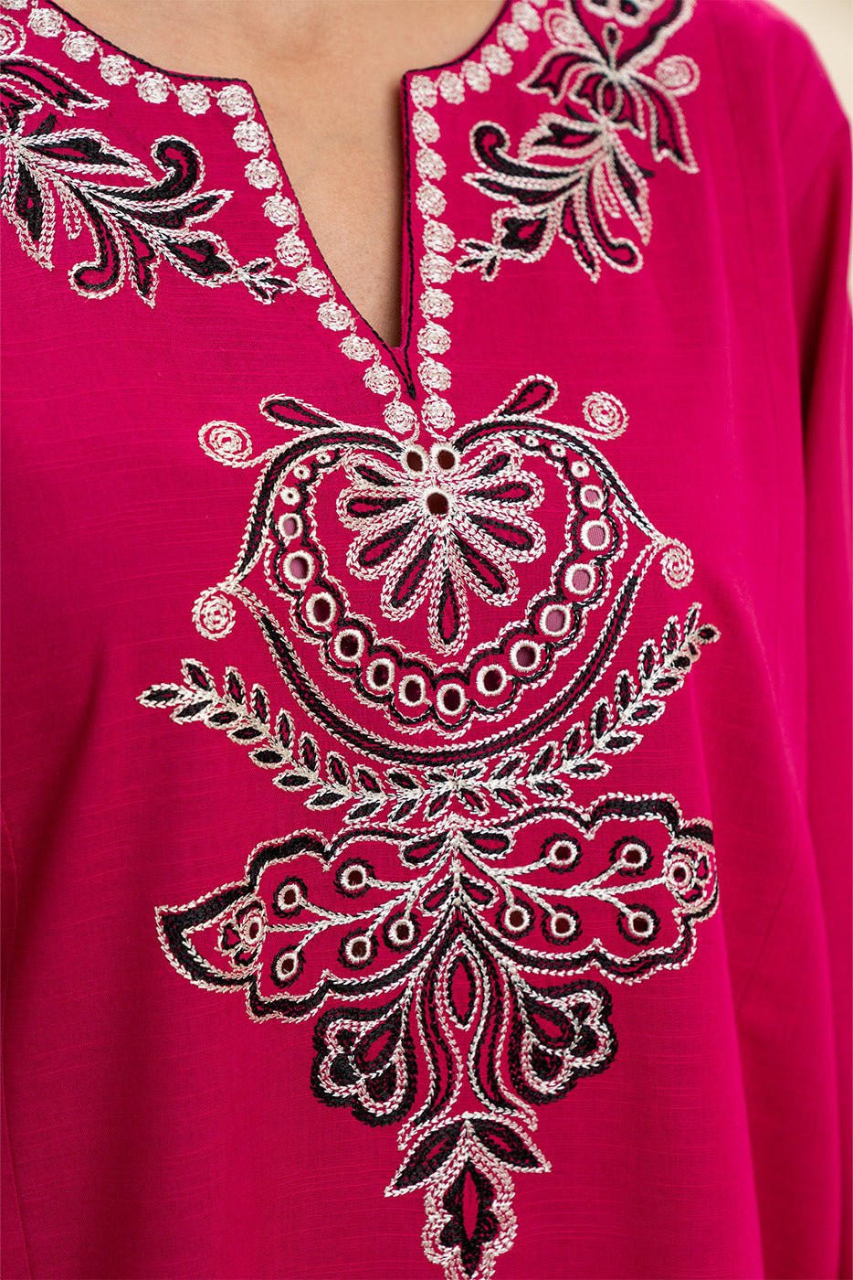 2 PIECE EMBROIDERED CD SLUB SUIT (PRET)