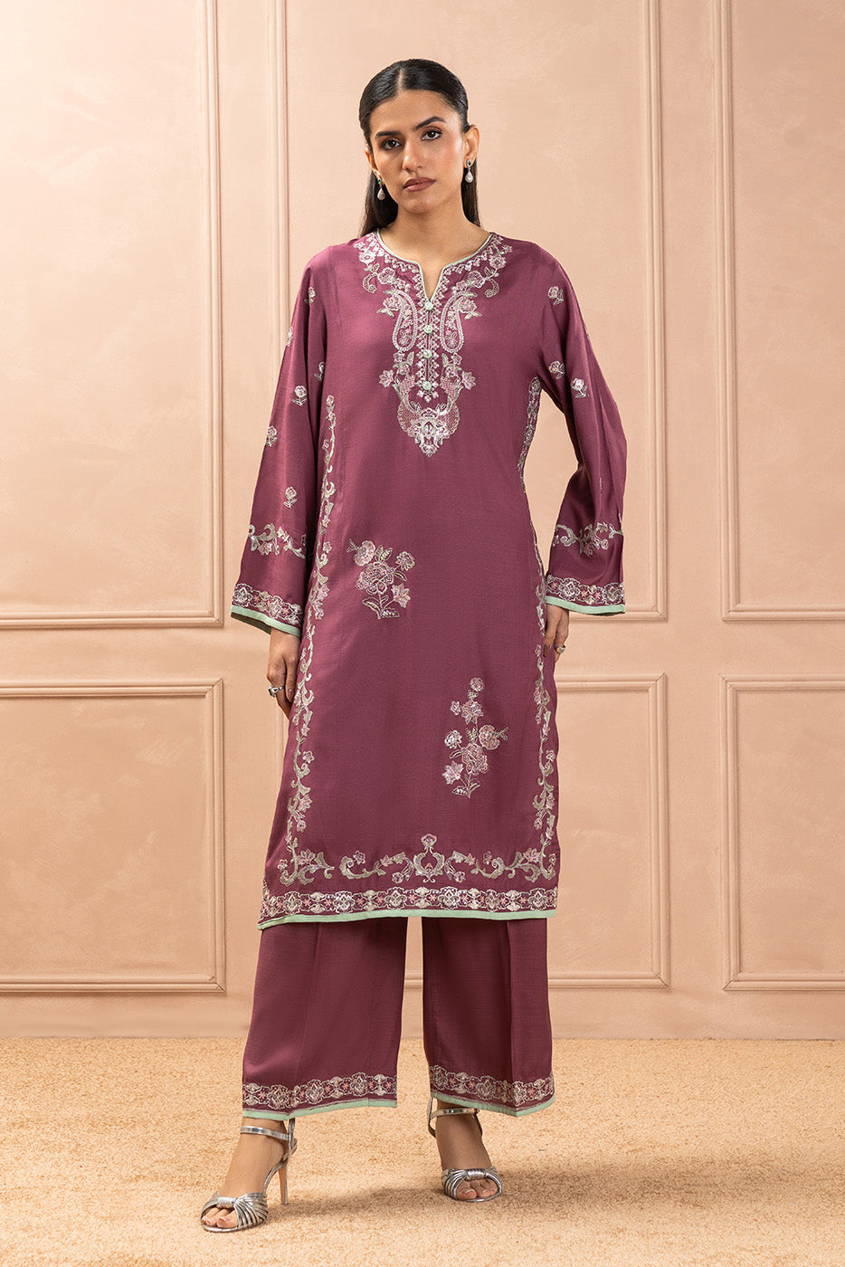 2 PIECE EMBROIDERED RAW SILK SUIT (LUXURY PRET)