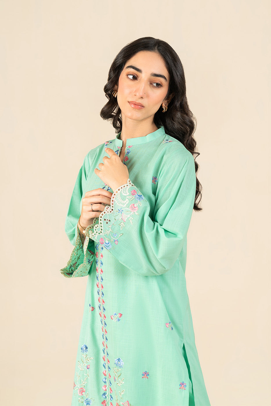 2 PIECE EMBROIDERED TWO WAY SLUB SUIT (PRET) - BT1260003PR0151-AQUA-2000000307348-8