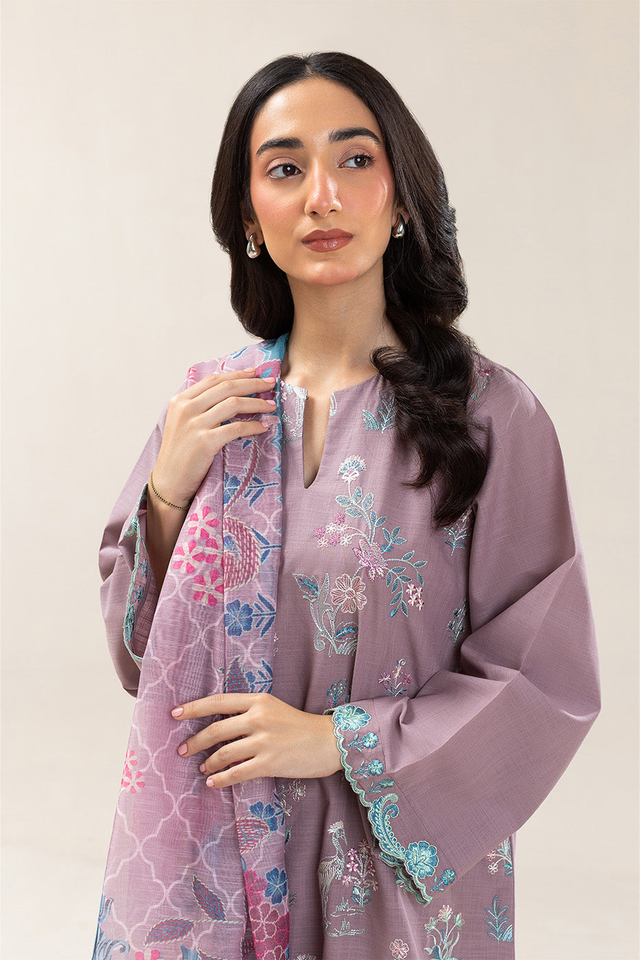 2 PIECE EMBROIDERED TWO WAY SLUB SUIT (PRET)