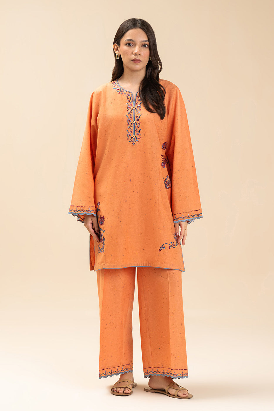 2 PIECE EMBROIDERED MULTI NEPS SUIT (PRET)