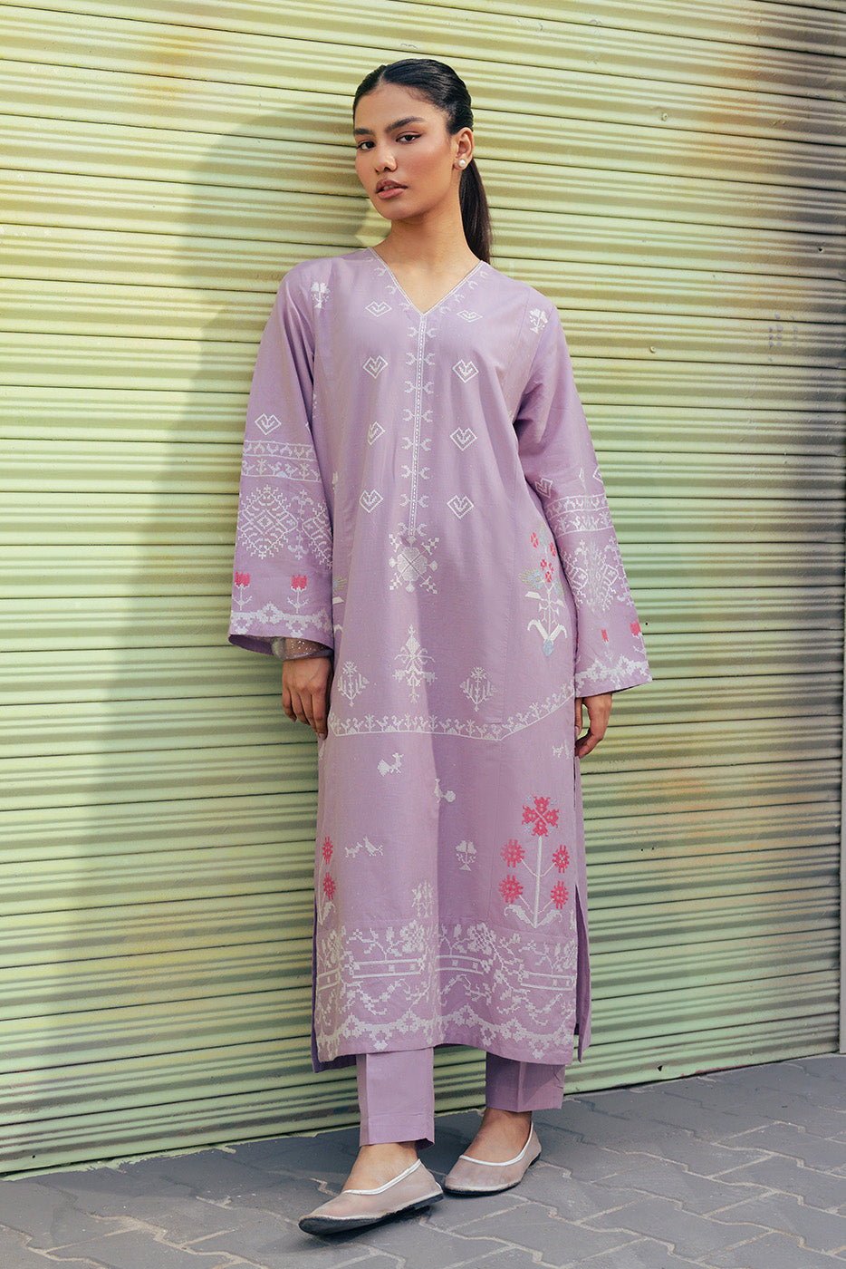 2 PIECE EMBROIDERED NEON NEPS SUIT (PRET)