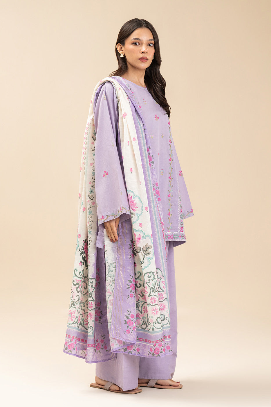 2 PIECE EMBROIDERED SLUB SUIT (PRET)