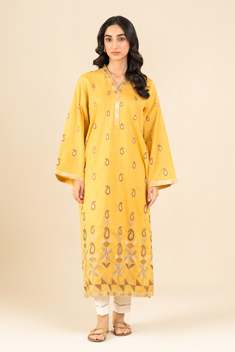 EMBROIDERED MULTI NEPS SHIRT (PRET) - BT1260006PR0315-YELLOW-180986-8