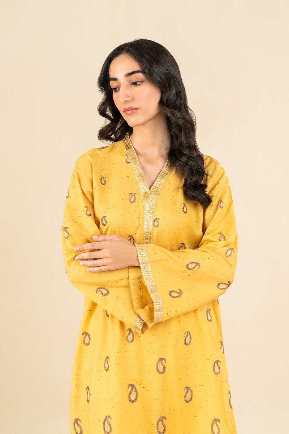 EMBROIDERED MULTI NEPS SHIRT (PRET) - BT1260006PR0315-YELLOW-180986-8