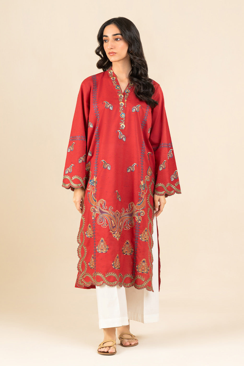 EMBROIDERED MULTI NEPS SHIRT (PRET) - BT1260006PR0319-RUST-181001-8