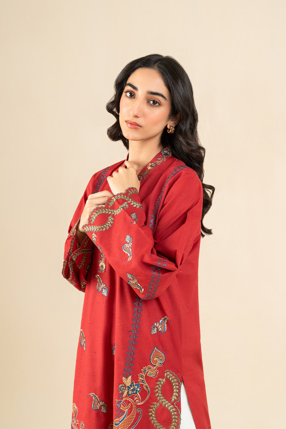 EMBROIDERED MULTI NEPS SHIRT (PRET) - BT1260006PR0319-RUST-181001-8
