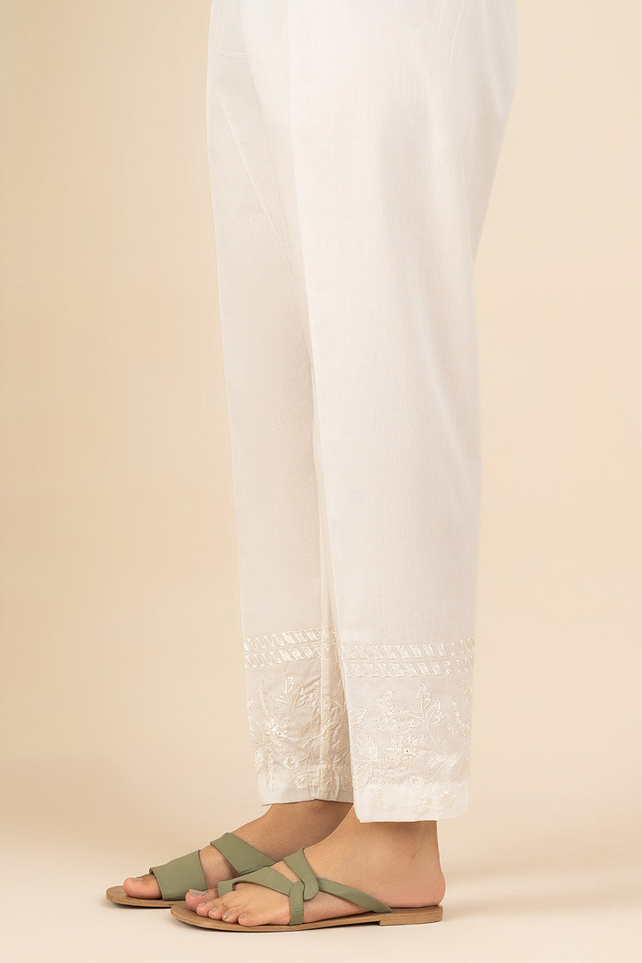 EMBROIDERED STRAIGHT PANTS - BT1260006PT1574-OFF WHITE-181571-8