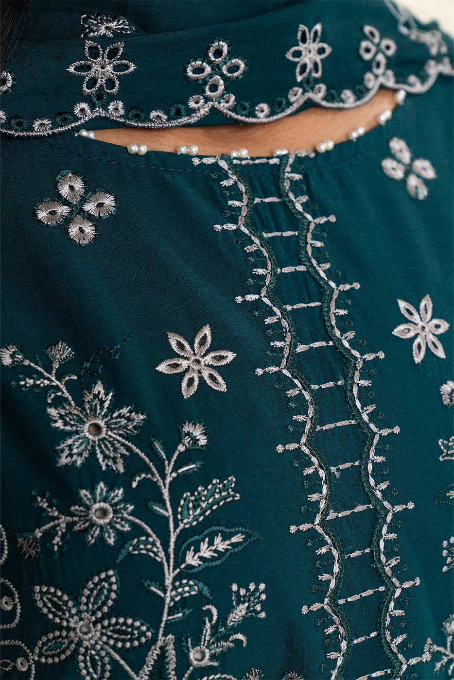 3 Piece Embroidered Lawn Suit-Stardust Teal (Unstitched)