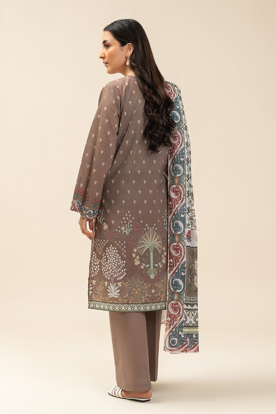 3 Piece Printed Lawn Suit-Muted Harmony (Unstitched)