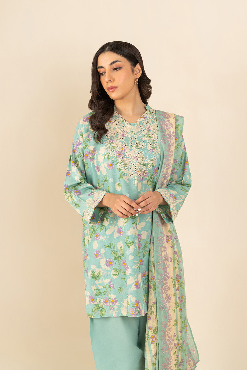 3 PIECE EMBROIDERED LAWN SUIT (PRET)
