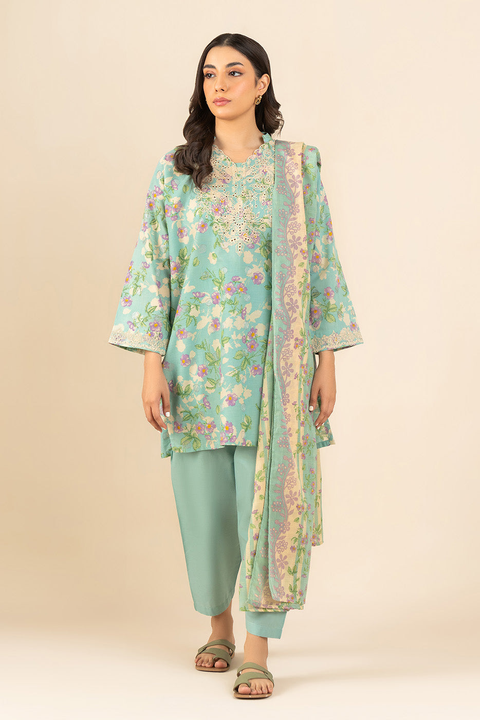 3 PIECE EMBROIDERED LAWN SUIT (PRET)
