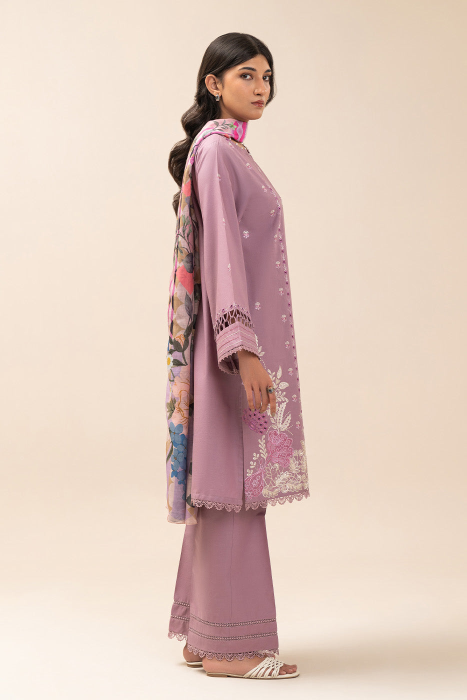 3 Piece Embroidered Lawn Suit-Periwinkle Aura (Unstitched)