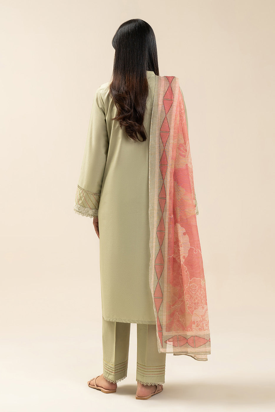 3 Piece Embroidered Lawn Suit-Coral Reef (Unstitched)