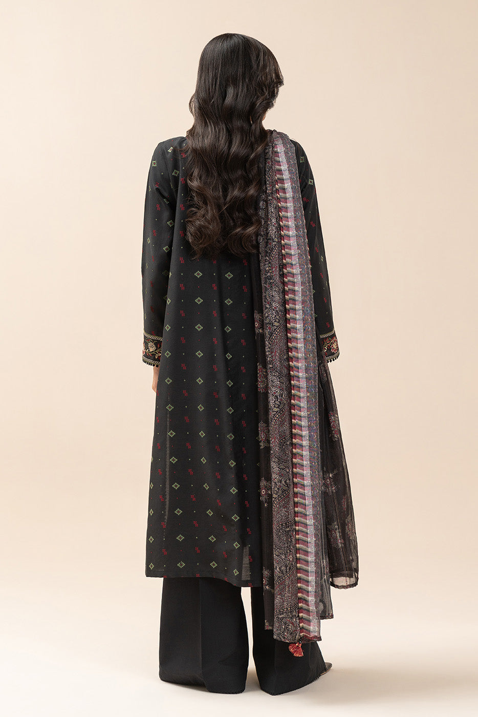 3 PIECE EMBROIDERED JACQUARD SUIT-SABLE GRACE (UNSTITCHED)