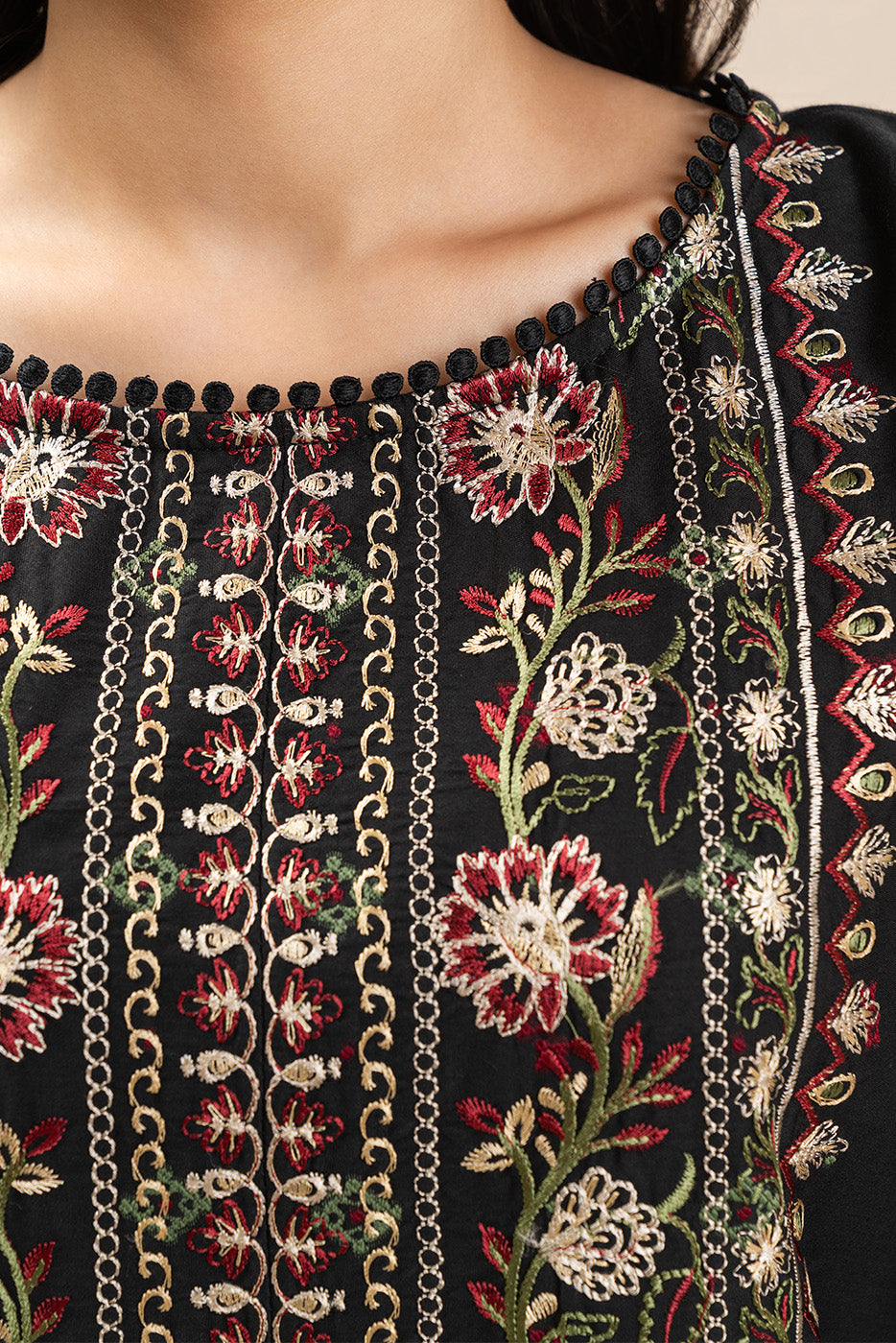 3 PIECE EMBROIDERED JACQUARD SUIT-SABLE GRACE (UNSTITCHED)