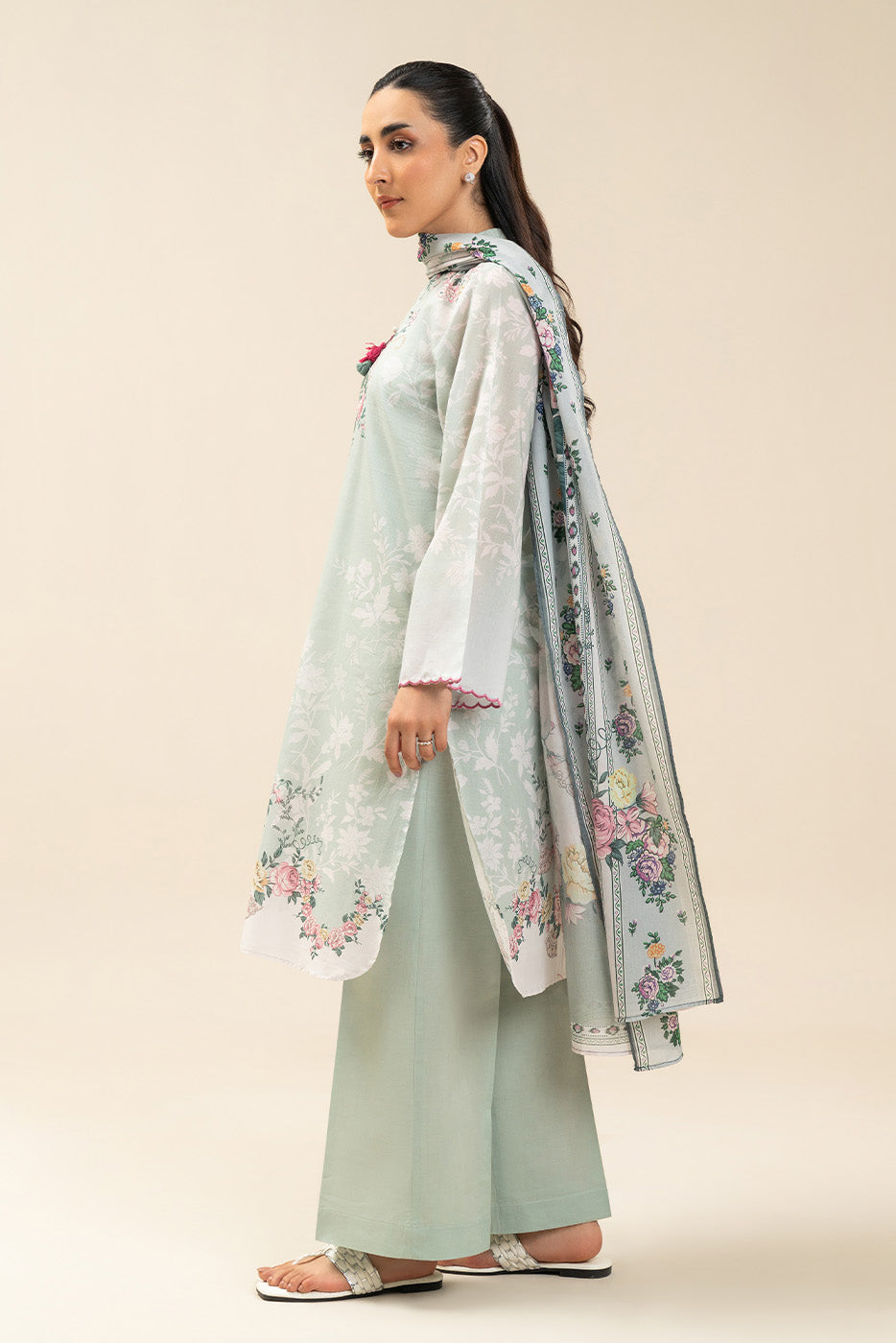 3 PIECE PRINTED LAWN SUIT-PASTEL BLOOM (UNSTITCHED)