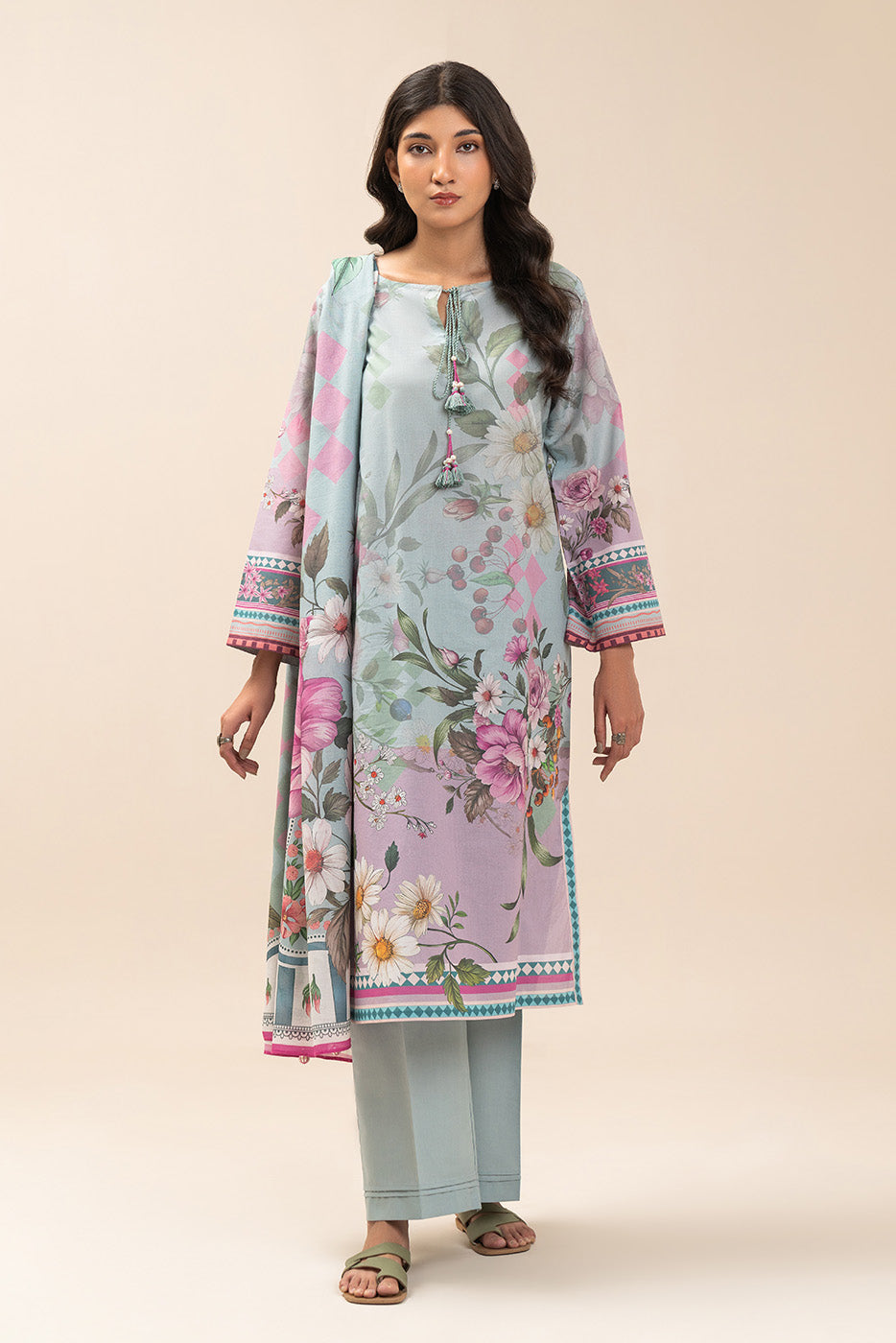 3 PIECE PRINTED LAWN SUIT-FLORINA BREEZE (UNSTITCHED)