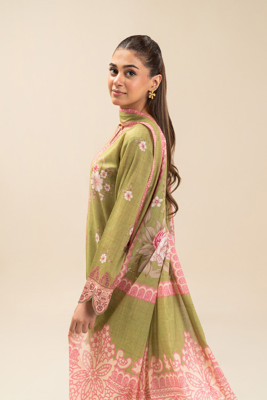 3 PIECE PRINTED LAWN SUIT-GRASS GAINS (UNSTITCHED)