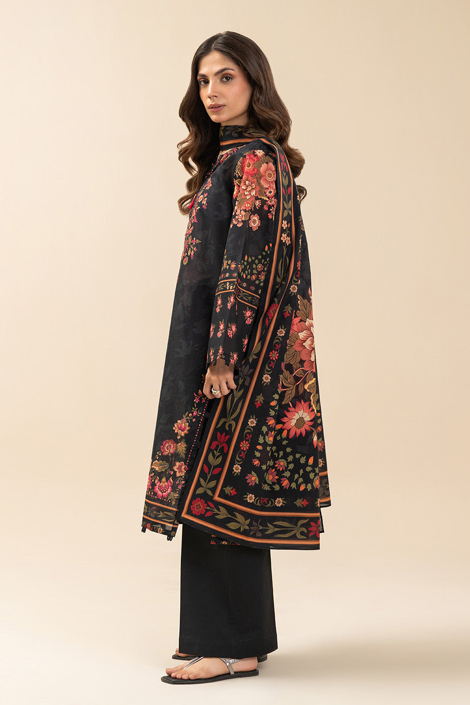 3 Piece Printed Lawn Suit-Twilight Blossom (Unstitched)