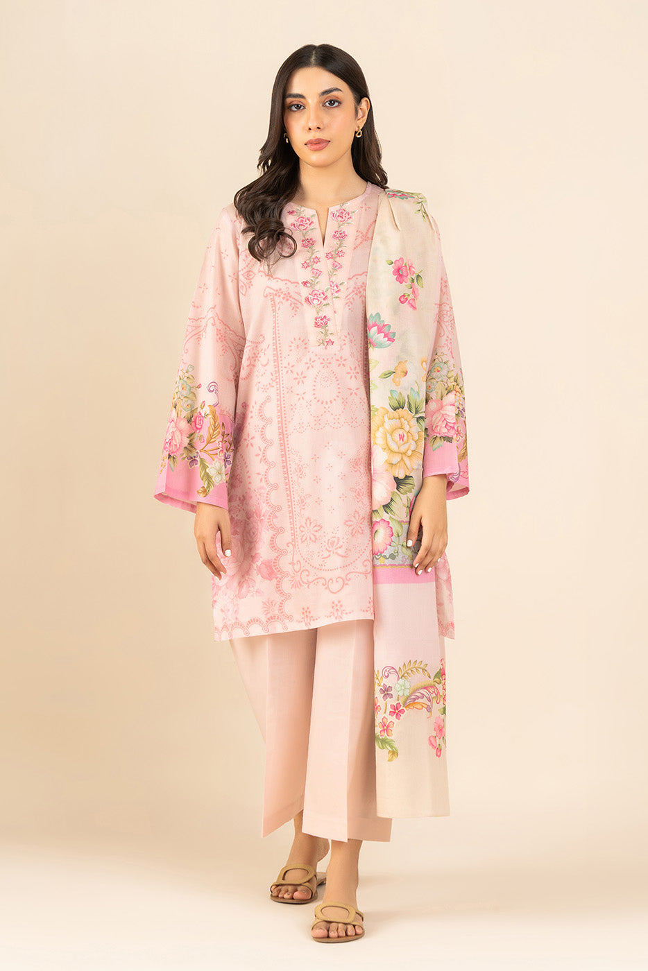 3 PIECE EMBROIDERED LAWN SUIT (PRET)