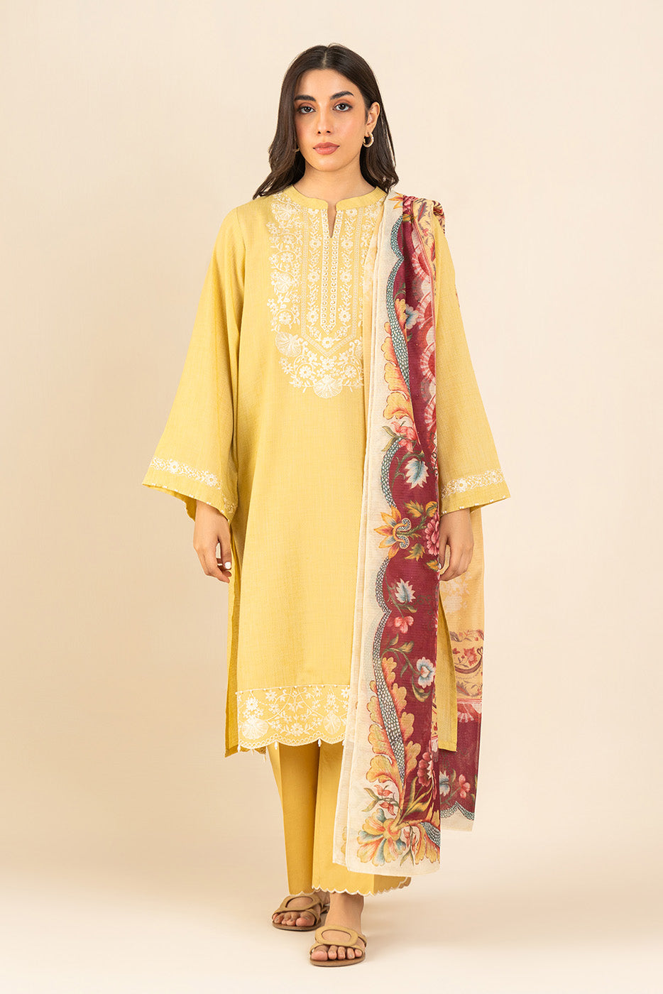 3 PIECE EMBROIDERED LAWN SUIT-MELLOW BLOOM ( UNSTITCHED )
