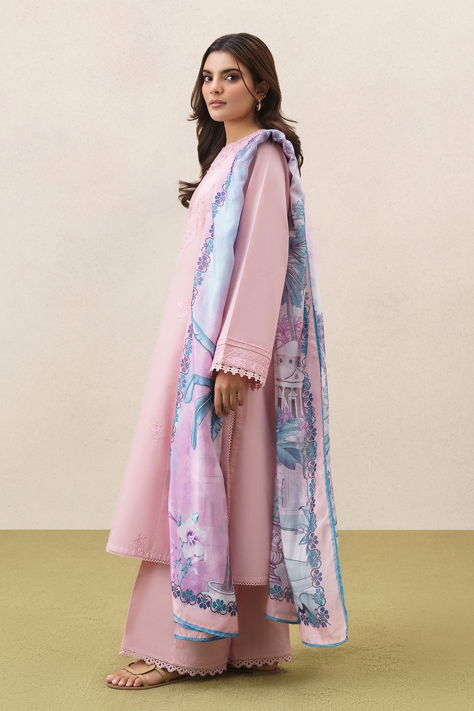 3 PIECE EMBROIDERED LAWN SUIT-PETAL BLUSH (UNSTITCHED)